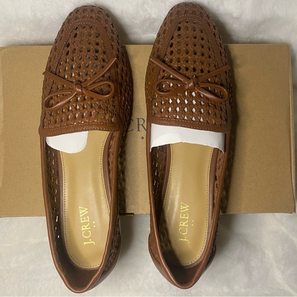New in a Box J.Crew Woven Bow Loafers In Cognac- Size 10 - Picture 5 of 7